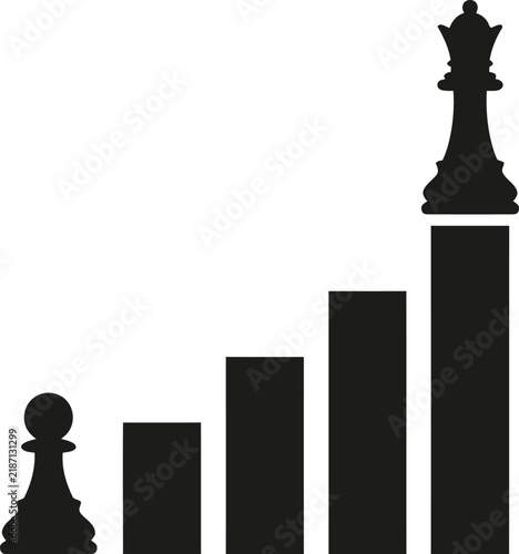 Chess piece progression visualizing growth and strategy representing business success and career advancement concepts