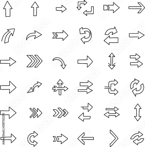 A diverse collection of hand drawn black and white arrow icons and symbols perfect for a wide range of graphic design projects and applications