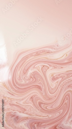 Close-up abstract view of swirling light pink and white liquid art texture.
