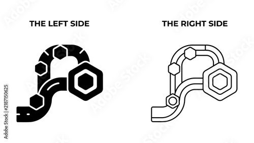 Bild auf Leinwand Left and Right Side Comparison: A visual comparison of two abstract designs labeled 'THE LEFT SIDE' and 'THE RIGHT SIDE', illustrating distinct patterns and structures