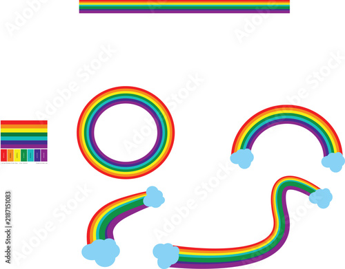 Set of colorful rainbow vector elements