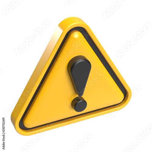 3D Yellow Warning Triangle with Exclamation Mark