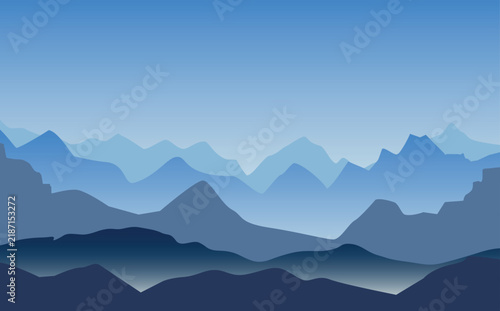 Layered Mountain Range Landscape Illustration