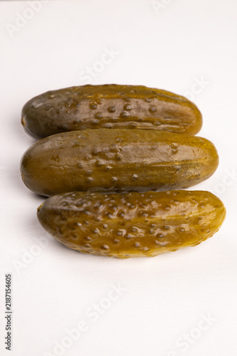 Принти на полотні Three pickled cucumbers close up