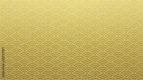 Animated Japanese Seigaiha Pattern on Gold Gradient Background, Seamless Loop/和柄　青海波　正月　日本　背景　年賀　金色
