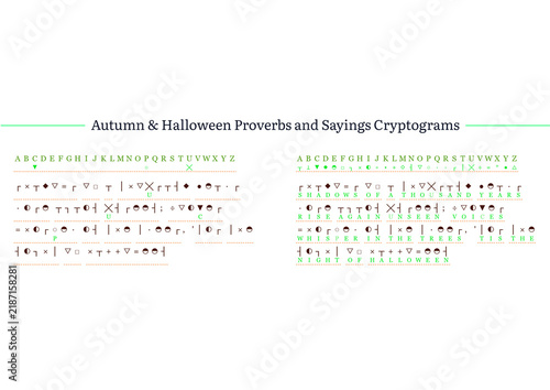 Canvastavla Autumn and Halloween Proverbs Cryptogram