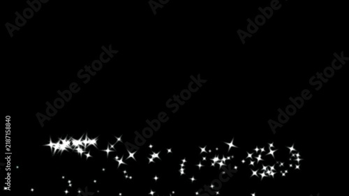 Dreamy white glitter sparkle trail with twinkling stars and floating fairy dust, magical wand light path curving across a black screen, luxury particle transition, 4K and UHD video effect overlay