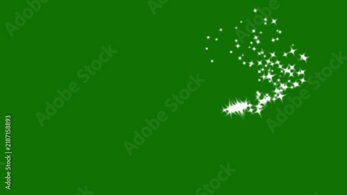 2D White sparkling star dust trail with glowing glitter particles, fairy dust wand motion and twinkling stars, magical fantasy overlay isolated on green screen, 4K and UHD video effect overlay