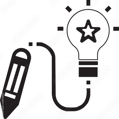Pencil drawing a lightbulb with a star symbol representing a creative idea
