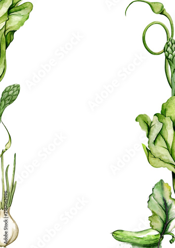 watercolor bright autumn frame of vegetables	
