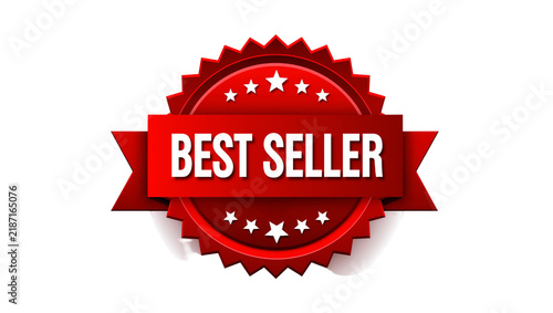 Red starburst badge with BEST SELLER text, isolated on transparent background