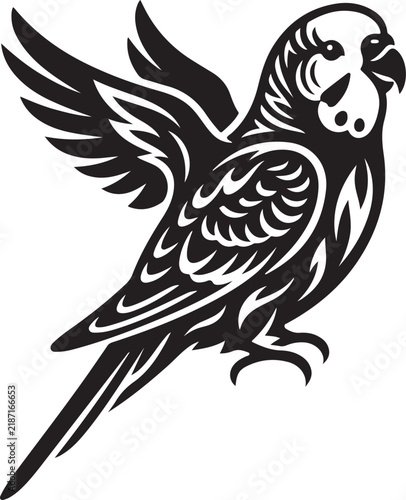 Budgerigar bird line art vector illustration isolated on a white background