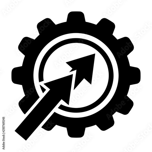 Black gear icon with upward arrow for system upgrade