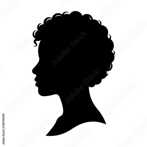 Silhouette Of A Woman With Curly Hair Profile View