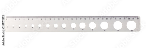 Fototapeta Drawing ruler measuring tool with circle templates for drafting