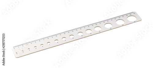 Fototapeta White plastic stencil ruler tool for school drawing