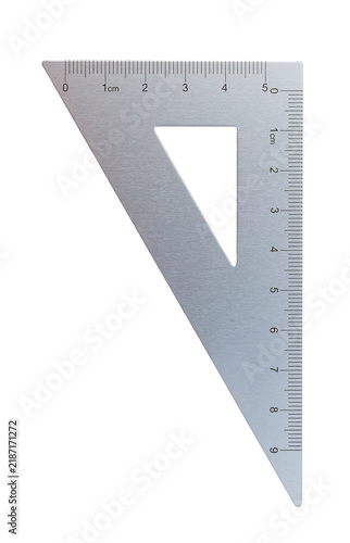 Fototapeta Metal set square measuring tool on transparent background