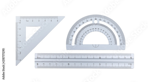 Fototapeta Geometry tools measuring angles and distance on transparent background