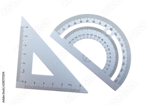 Fototapeta Geometry drafting tools set square and protractor