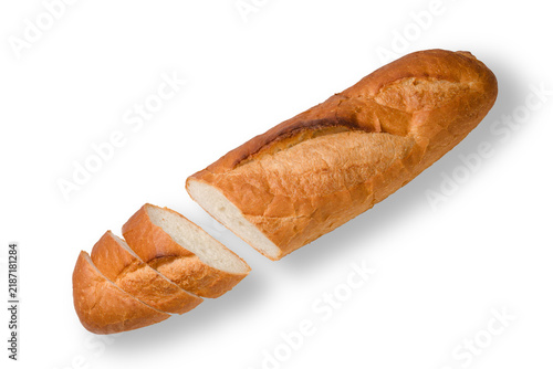 Naklejka カットした美味しそうなフランスパン