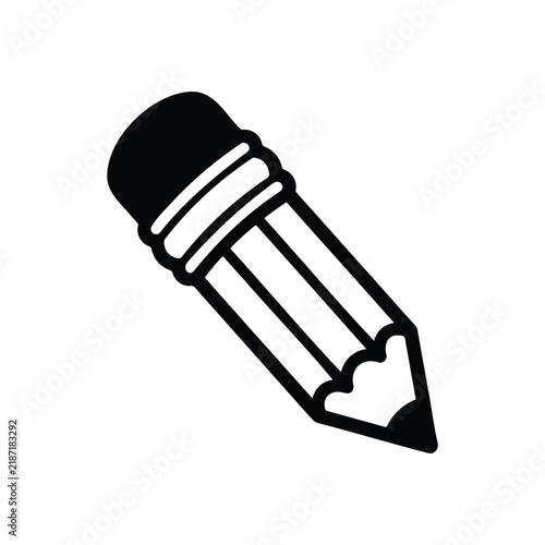 Cartoon pencil silhouette icon vector flat design.