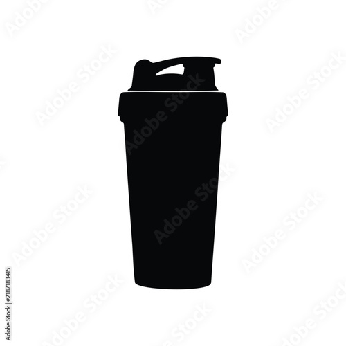 Protein shaker bottle silhouette icon vector flat design.