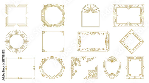 Art Deco Borders and Frames Collection Isolated on Transparent Background
