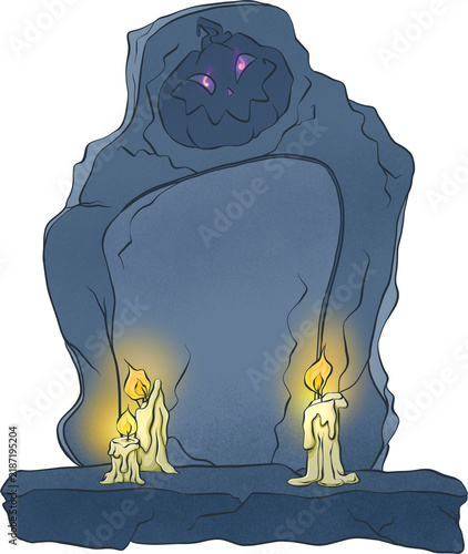 Gothic Halloween Tombstone with candles