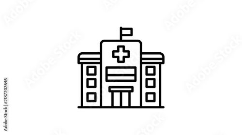 Hospital Building Icon, Medical Health Care Facility, Isolated on Transparent Background