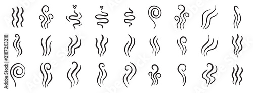 hot steam icon design line element, doodle smell sign, wave symbol. hot drink lines