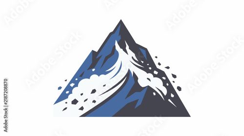 Avalanche mountain flat icon, snow disaster winter hazard vector