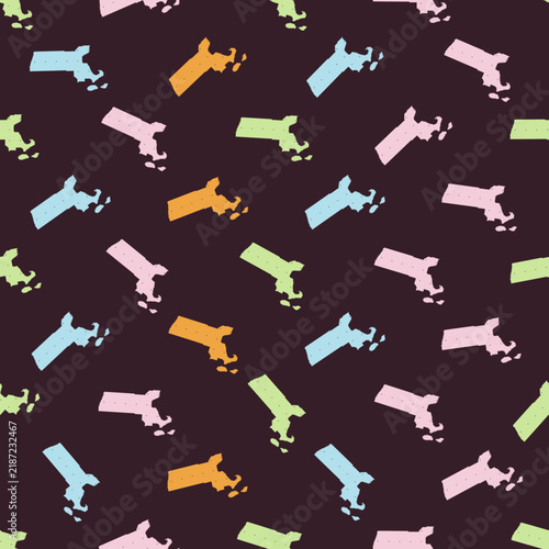 Massachusetts Map Seamless Pattern