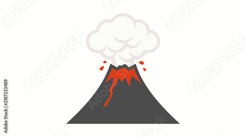 Volcano eruption flat icon, ash cloud lava natural disaster vector