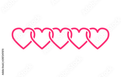 Five hearts initial logo on white background