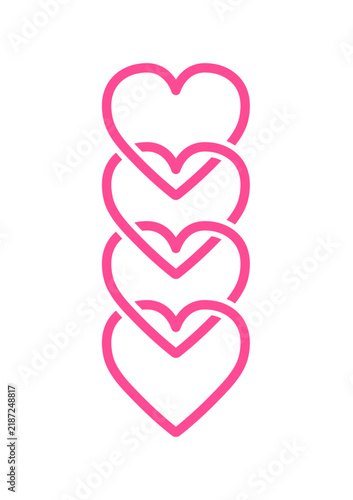 Four hearts initial logo on white background
