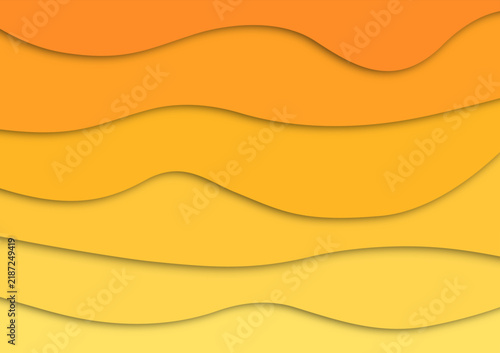 Abstract Orange and Yellow Wavy Layered Background with Soft Shadow