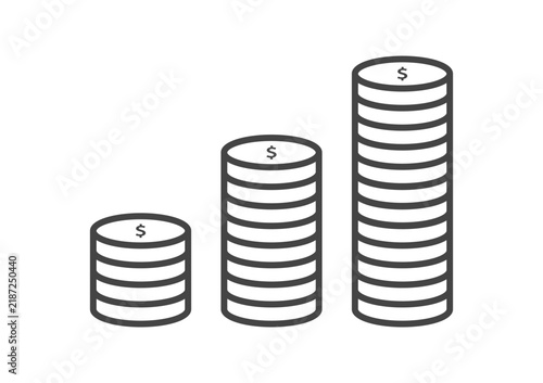 Stacked coins icon representing financial growth and money savings