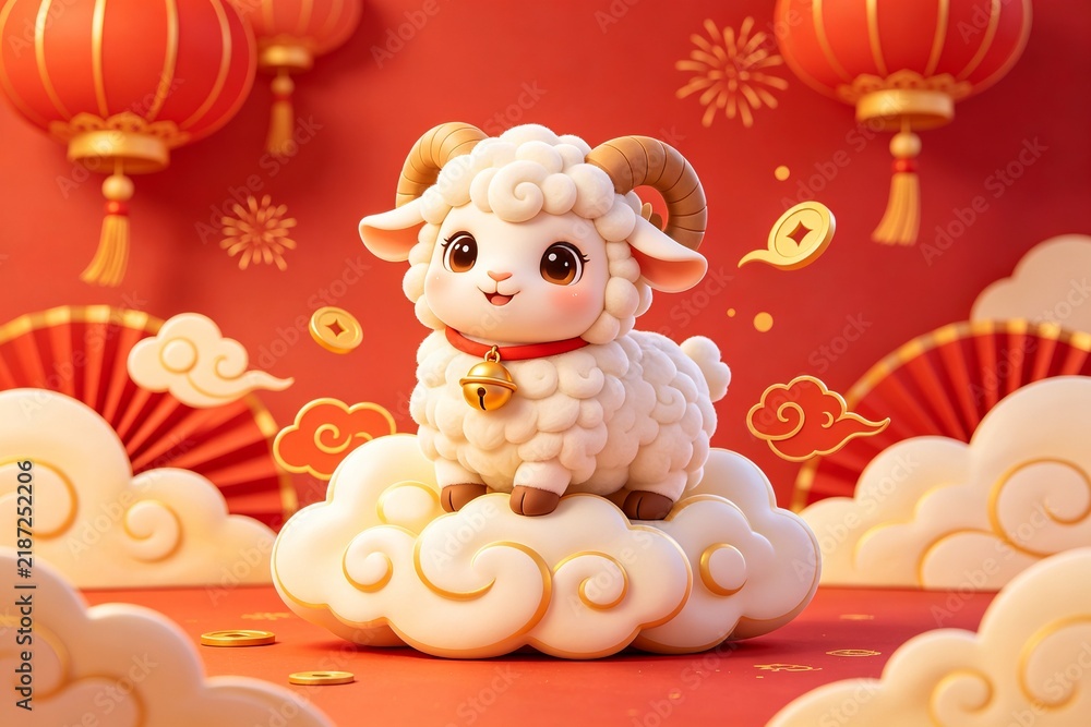 Fototapeta premium Sheep Year Theme Background 99