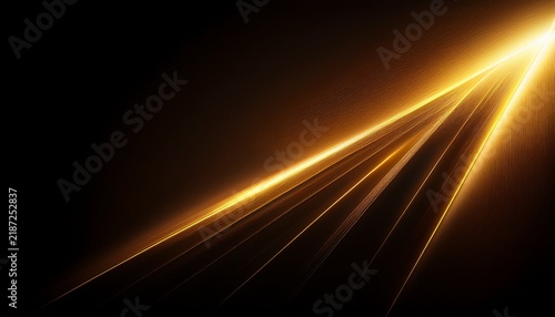 Golden Light Beam Shining Diagonally From The Corner On A Solid Black Background For Cinematic Lighting Effects And Visual Overlays