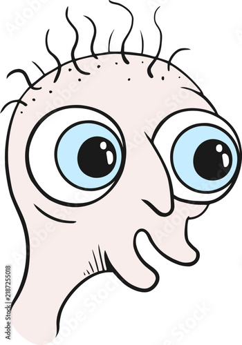 Funny cartoon face with huge wide-open eyes, creating an exaggerated comedic vector expression.