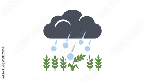 Hailstorm damaged crops flat icon, agriculture disaster weather vector