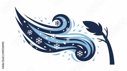 Blizzard snowstorm flat icon, winter storm natural disaster vector