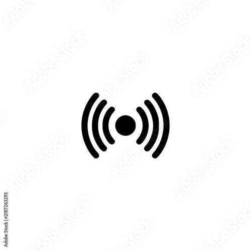 Signal icon. Solid black glyph of signal waves for wireless and connection.