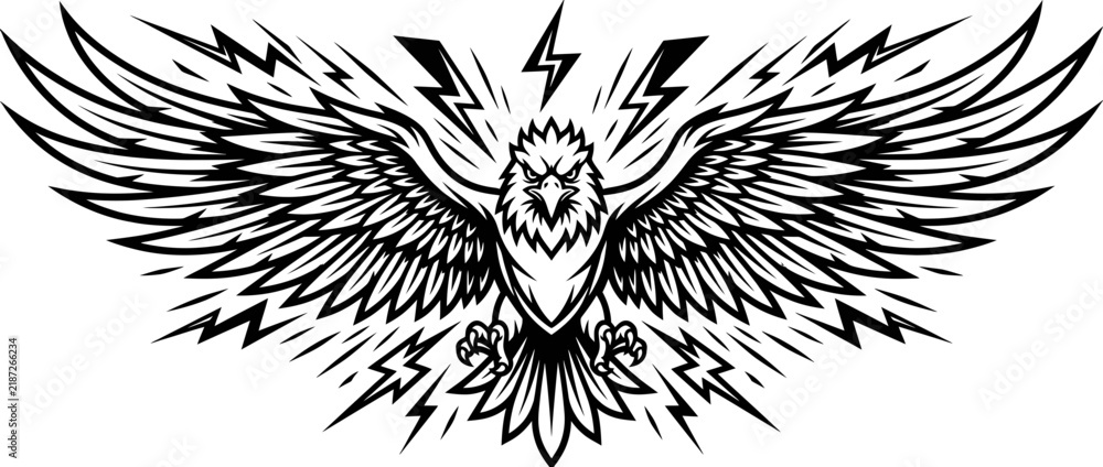 Fototapeta premium Fierce eagle with lightning bolt graphic