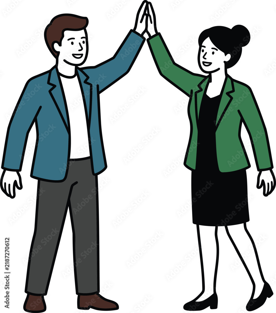 Obraz premium People Celebrating with a High-Five Gesture, Symbolizing Teamwork and Success