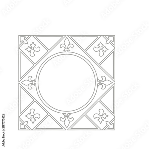 Ornate Geometric Frame with Fleur-de-lis Motifs