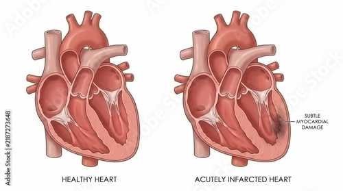 Comparison diagram between a healthy human heart and one with heart disease medical diagram anatomy comparison cardiovascular