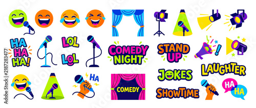 Stand Up Comedy Performance Icons and Symbols