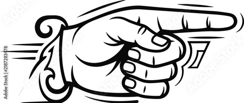 Stylized Hand Pointing Direction Isolated