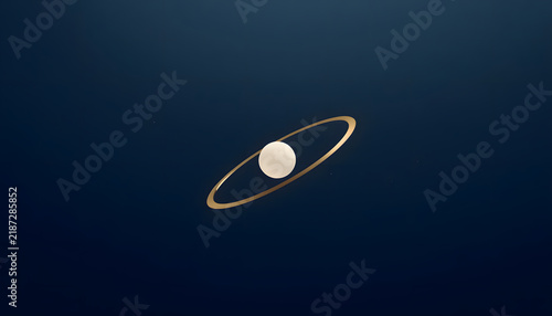 Fototapeta ミニマルな惑星と黄金リングの未来宇宙コンセプト